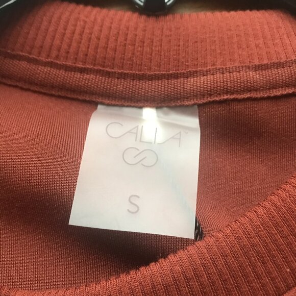 Calia Women's Soft Scuba Crew Sweatshirt in Red Brown NWT - Picture 7 of 16